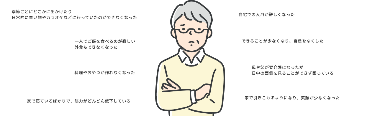 要介護認定にともない
こんなことにお悩みではないですか?